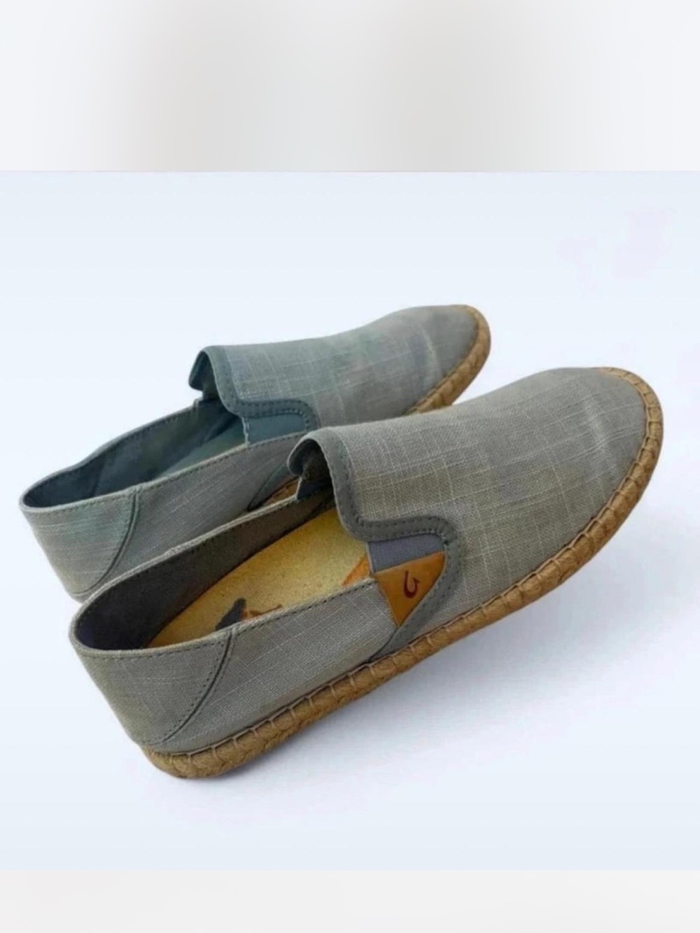 Okukai Slip-On Canvas Loafers in Light Gray with Woven Sole